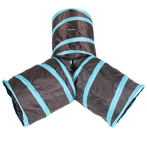 Hovedbilde Blå/sort kattetunnel med flere åpninger