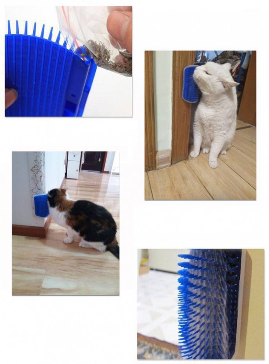 Klø- og børstehjørne for katt - selvklebende