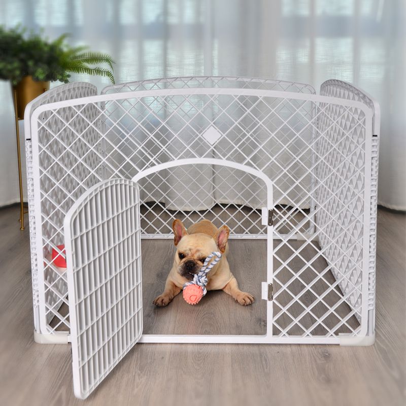 Hvit firkantet hundegård i plast, 96 x 96 x 75 cm