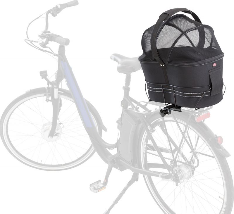 Sort sykkelbag for hund - Bagasjebrett Bredt