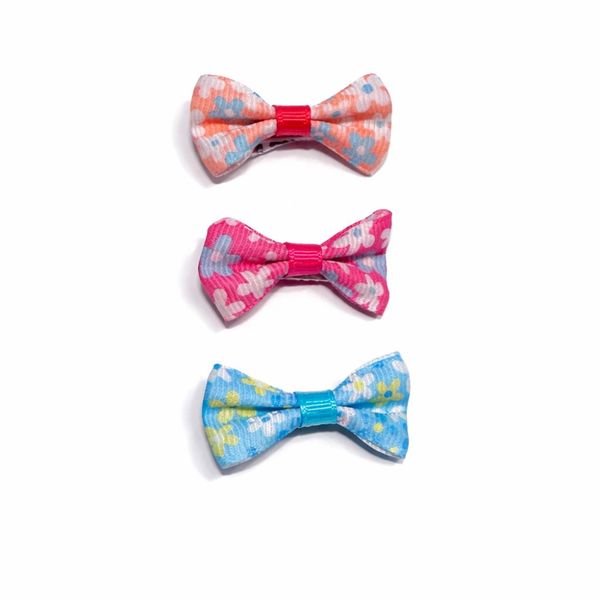 Hovedbilde 3pk blomstrede toppsløyfer med spenne