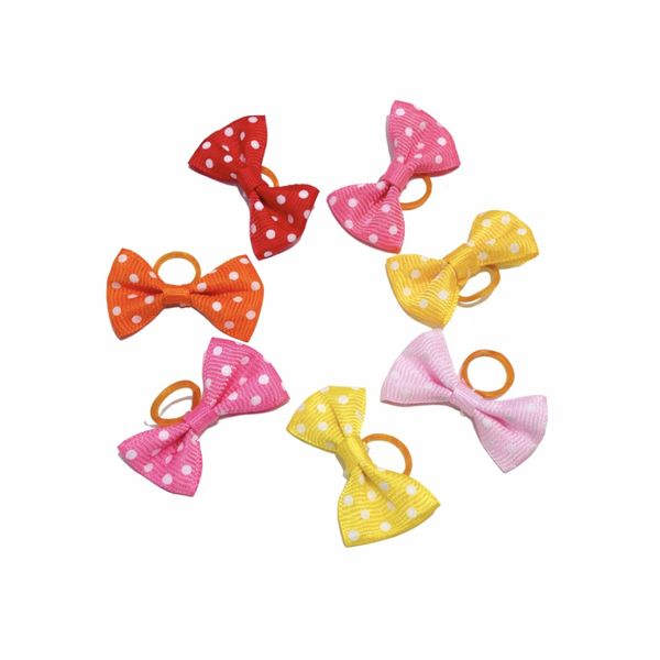 Hovedbilde 7pk enkle toppsløyfer med prikker i friske farger