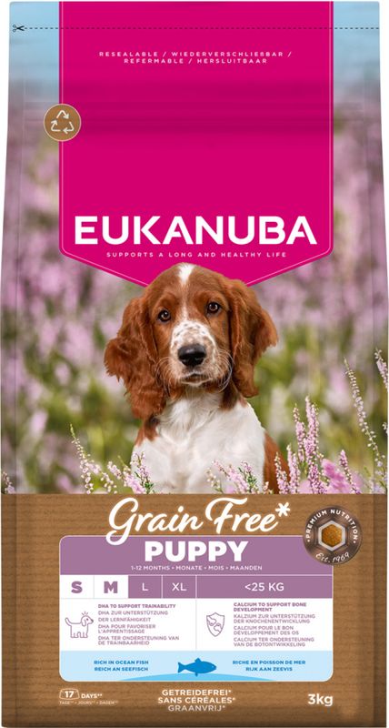 Eukanuba Puppy Jr S / M breed Grain Free Ocean Fish 3kg