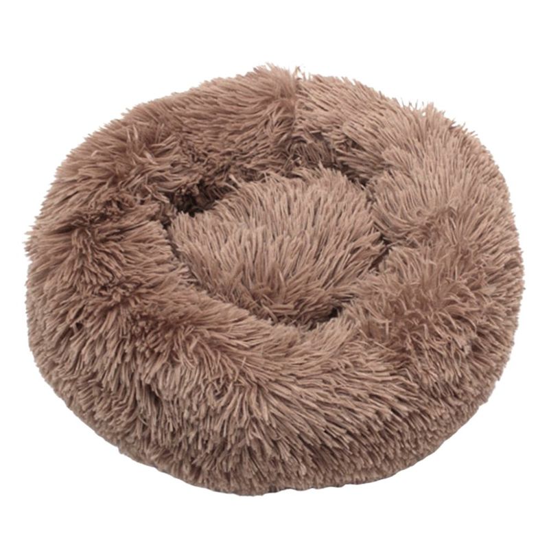 Brun khaki donut hundeseng - Fluffy rund hunde - og katteseng, flere str