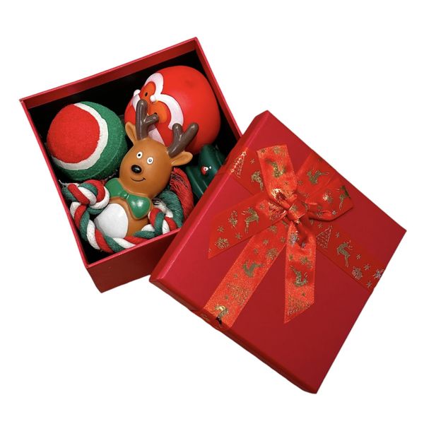 Hovedbilde Innpakket julegave til hund med 5 hundeleker