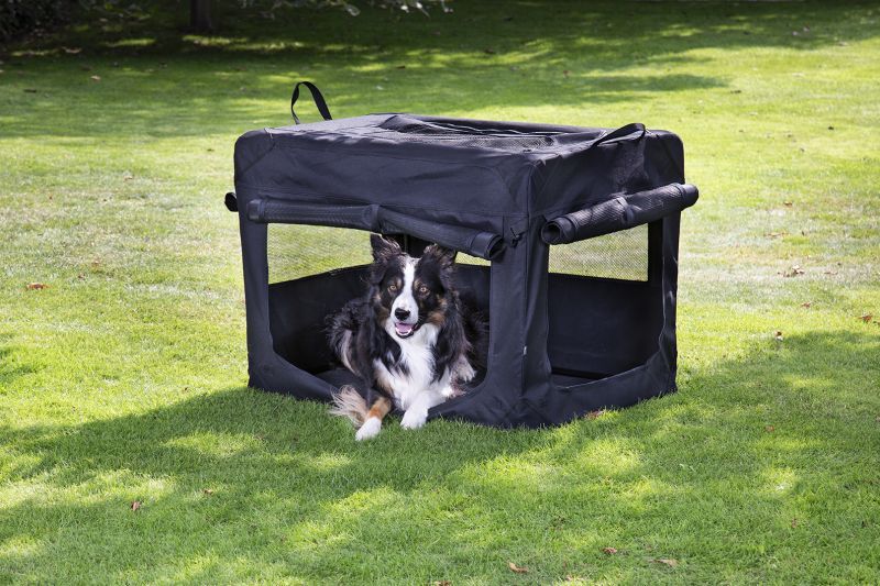 50cm S Sort canvas hunde- og kattebur 