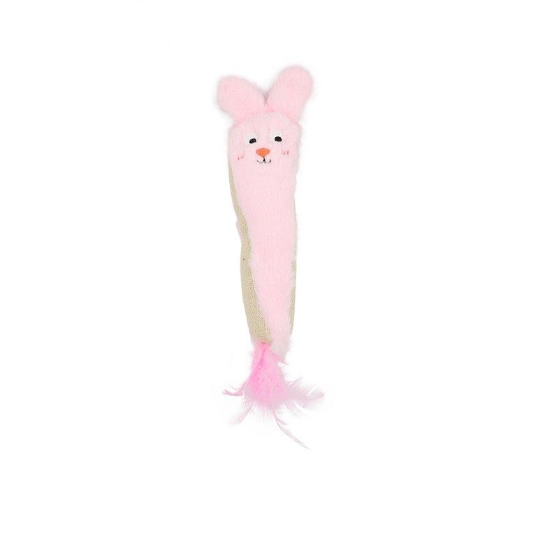 Lang sisal og plush Katteleke med fjær - 33cm