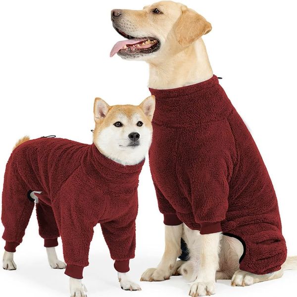 Hovedbilde Dyp rød fleece overall til mellomstore og store hunder