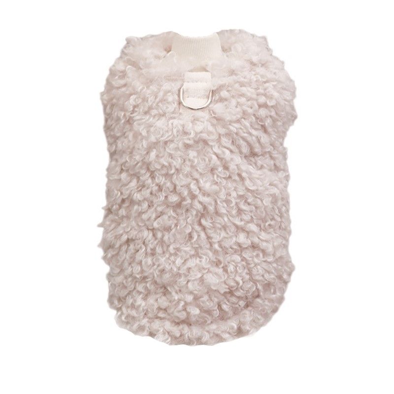 Lys beige fuskepels hundevest 