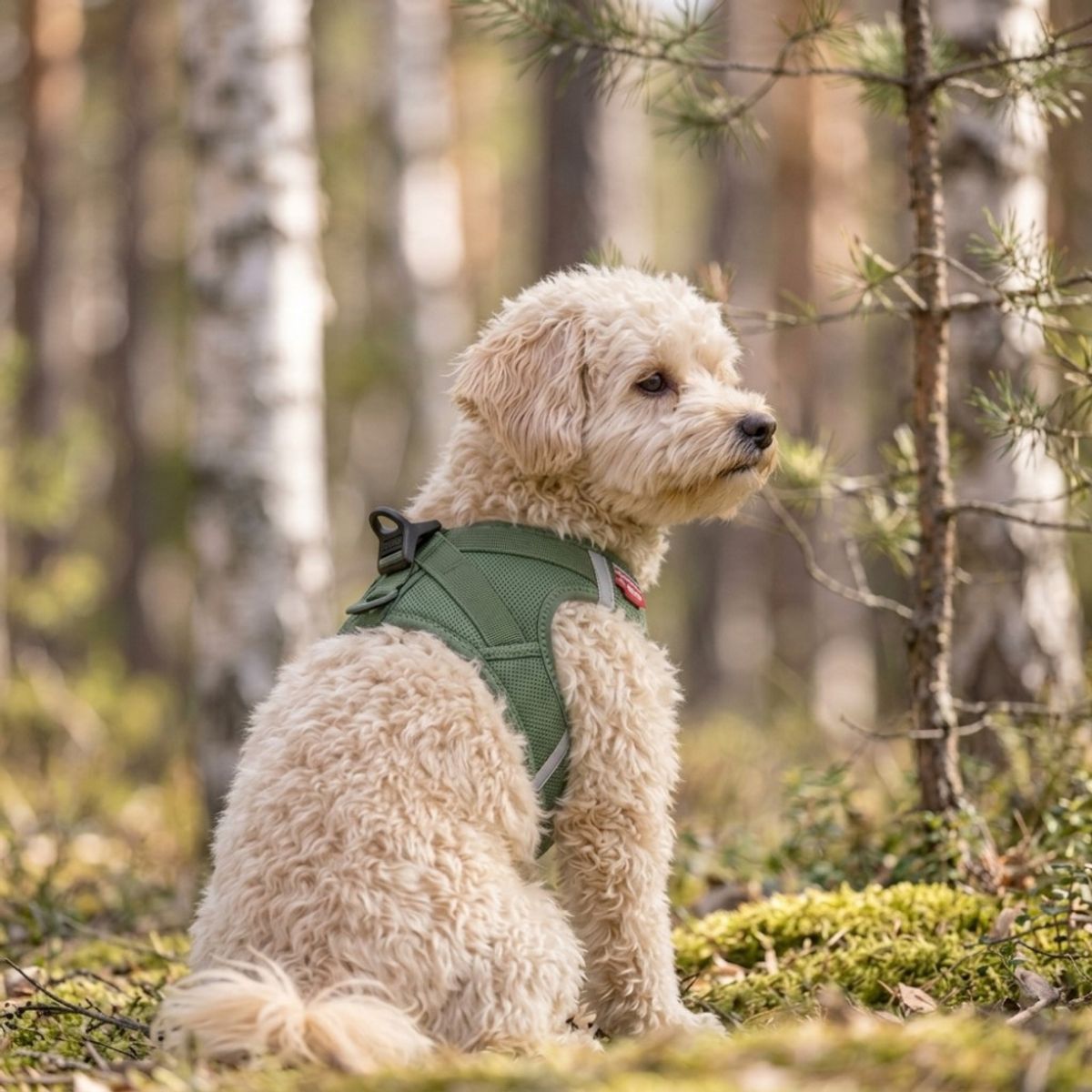 Curli Clasp Air Mesh hundesele - Grønn Moss