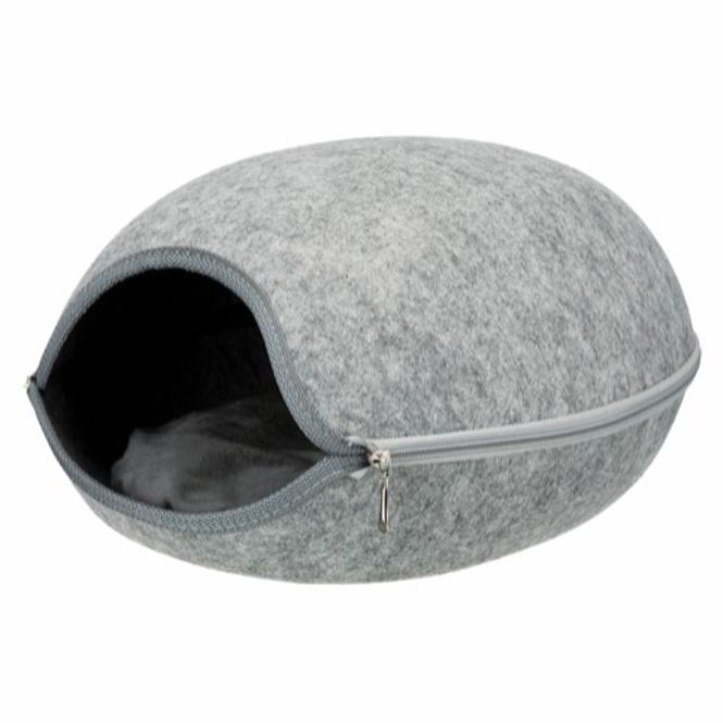 Hovedbilde Grå igloo hule til katt og hund i filt - Luna