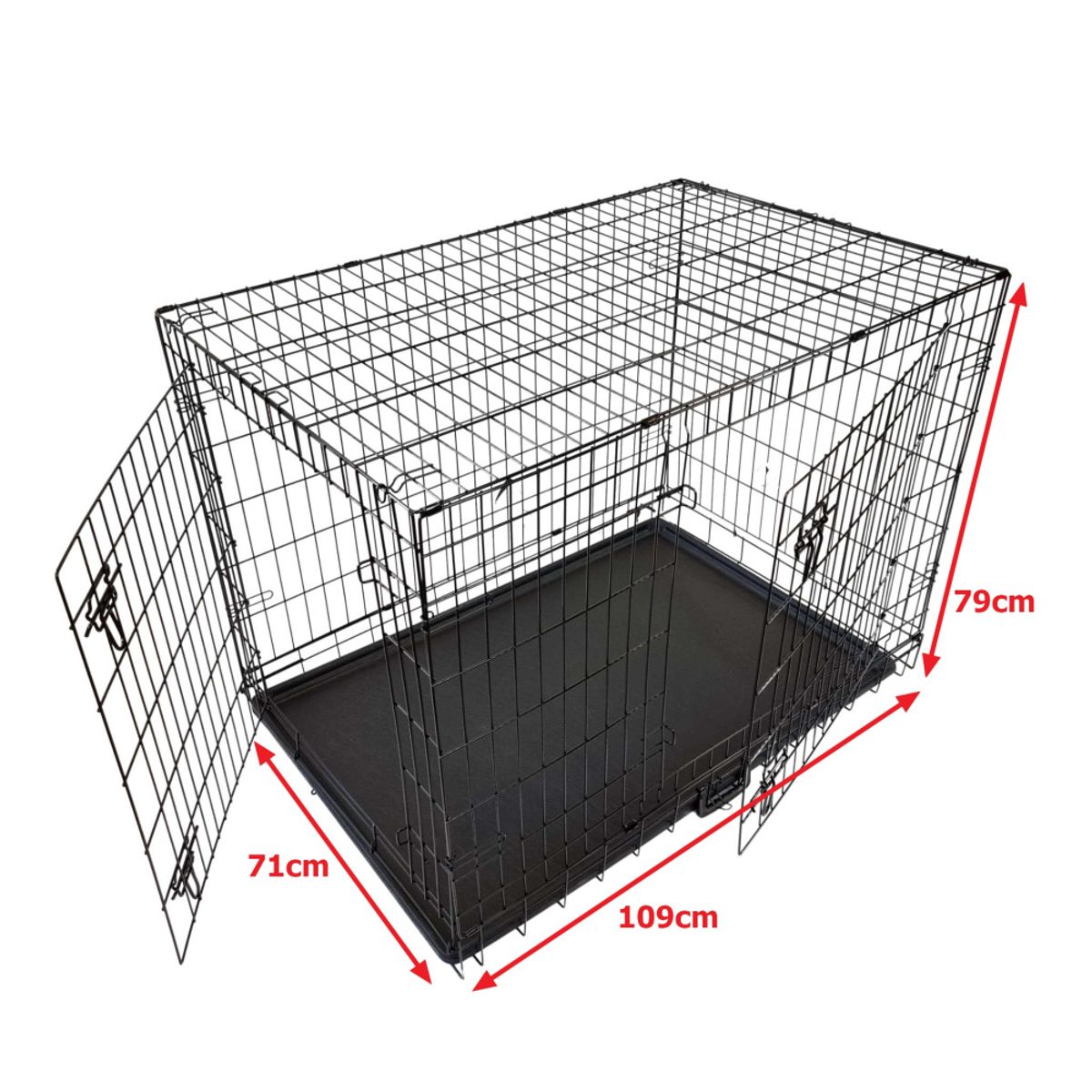 X-Large sammenleggbart stålbur til hund (109x71x79cm)