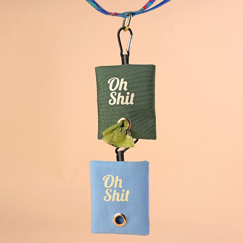 Mørk blå hundeposeholder - Oh Shit
