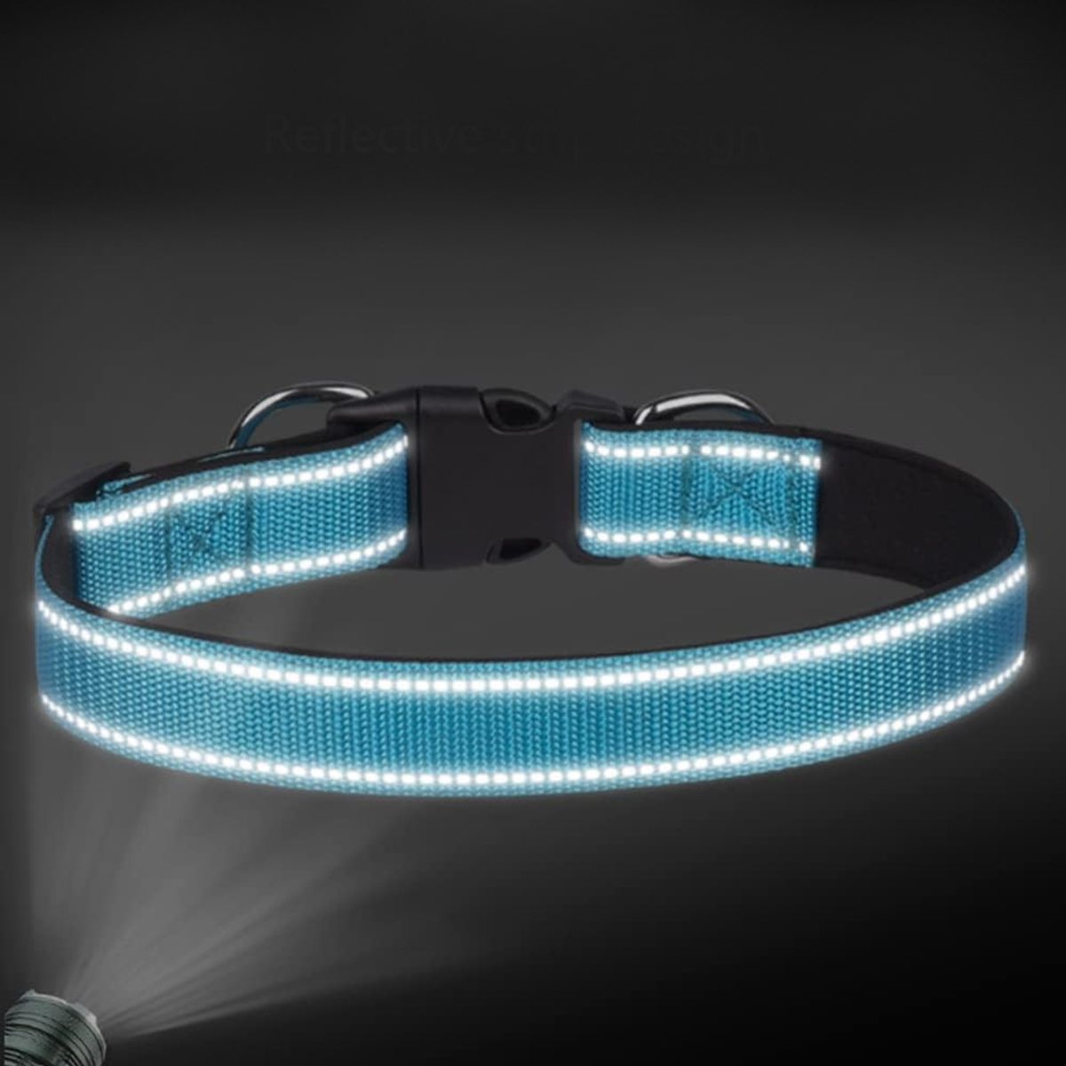 Vannmelonfarget premium polstret halsbånd med refleks og dobbel D-ring