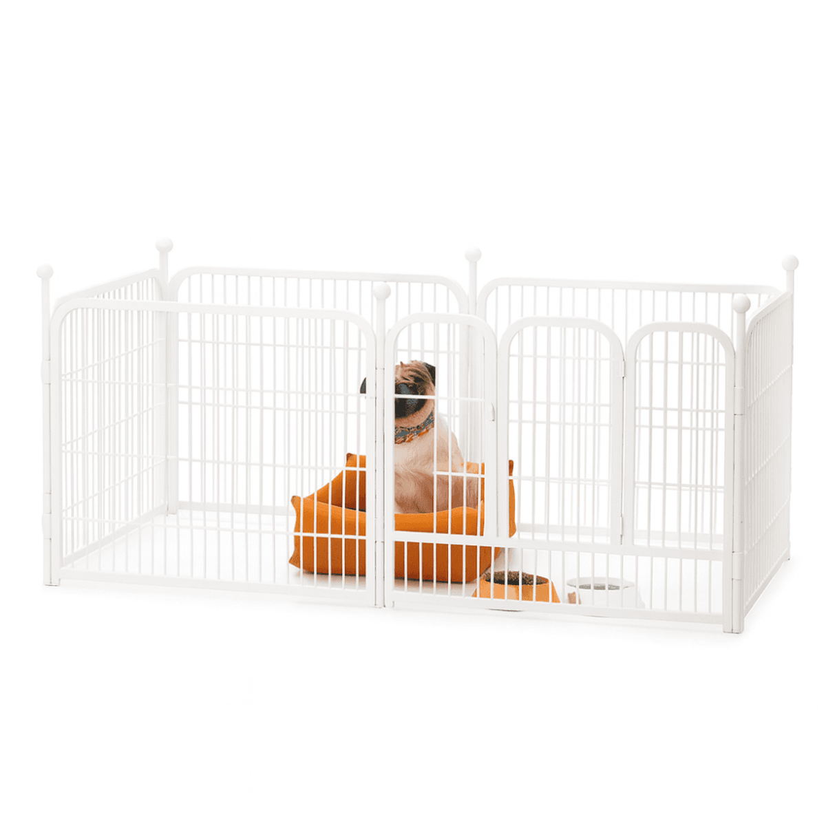 Solid hundegård i hvitt metall 160x80x80 cm