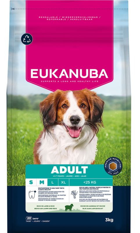 Eukanuba Adult Small/Medium Breed Lam & Ris 3kg