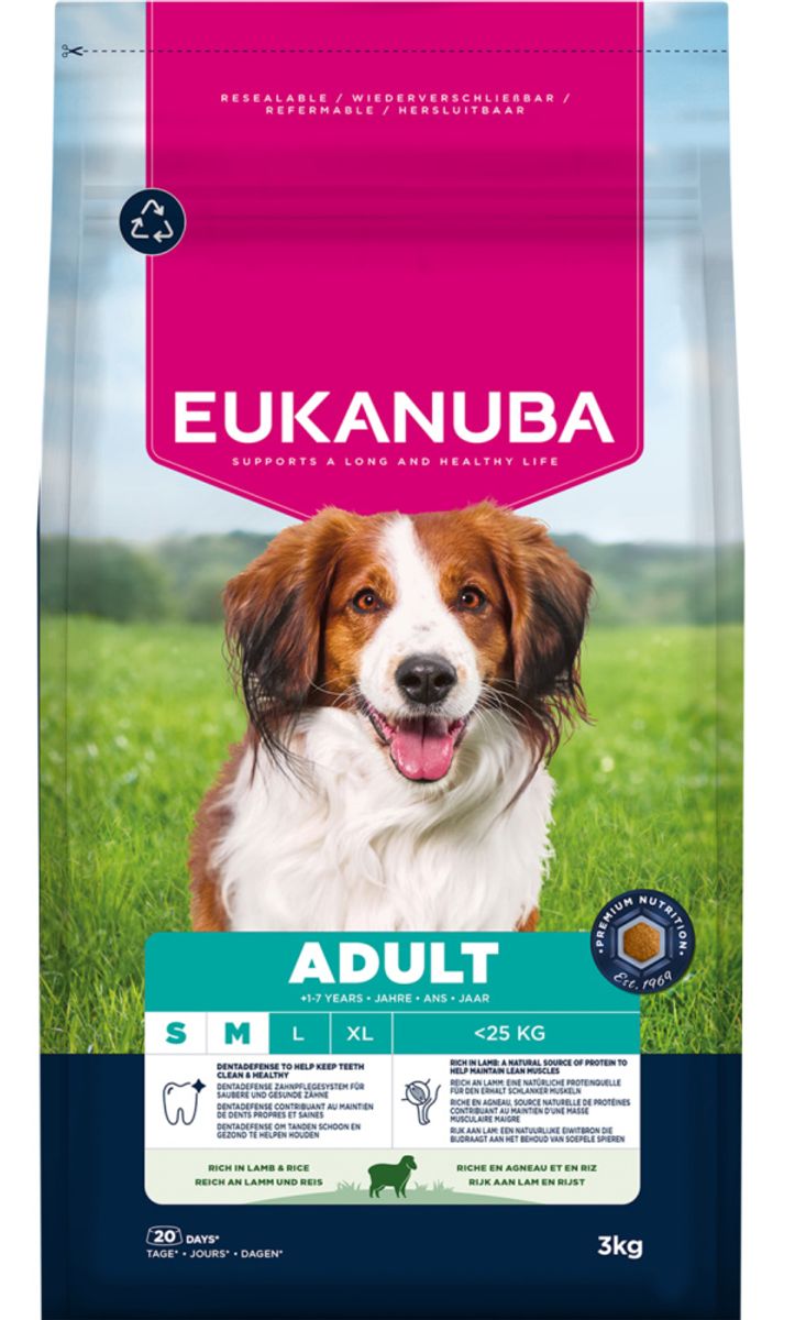 Eukanuba Adult Small/Medium Breed Lam & Ris 3kg