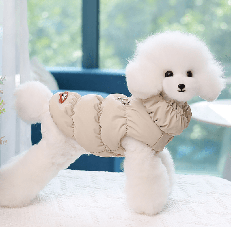 Beige boblejakke til hund