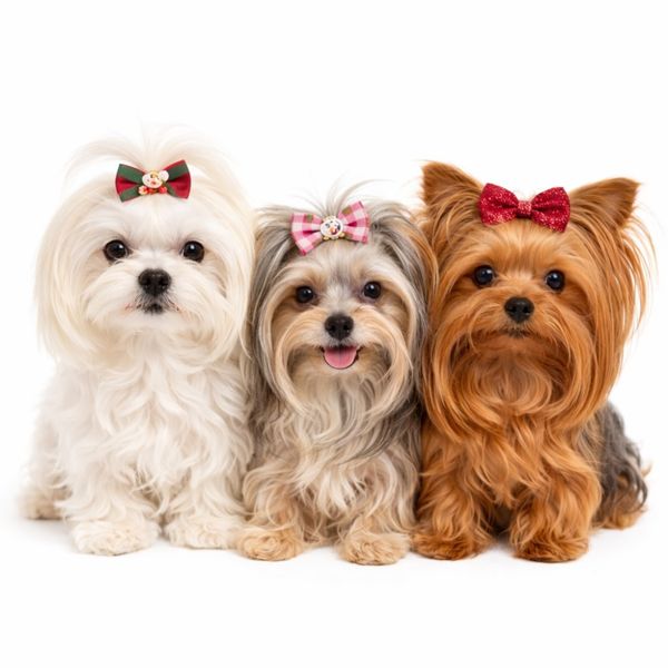 Hovedbilde 5pk toppsløyfer til pelsen i rødtoner