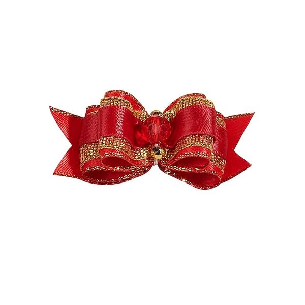 Hovedbilde Julesløyfe rød med gulldekor