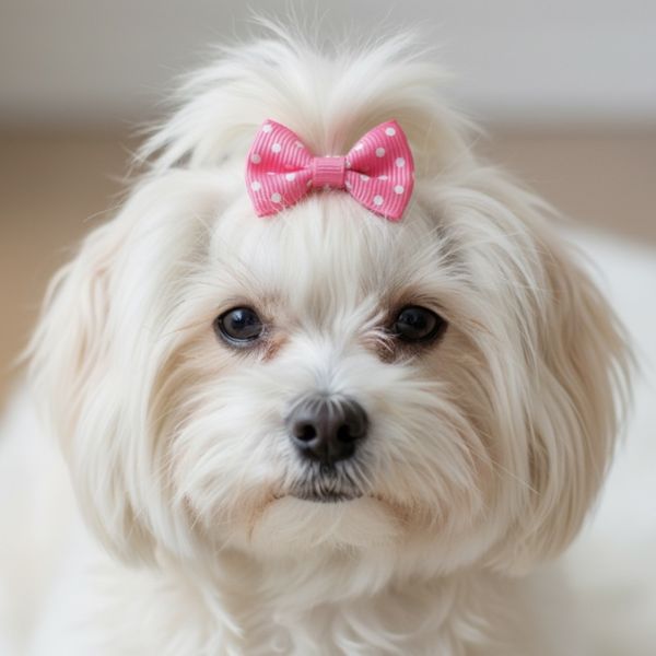 Hovedbilde 4pk toppsløyfer med strikk til pelsen i rosatoner med prikker og striper