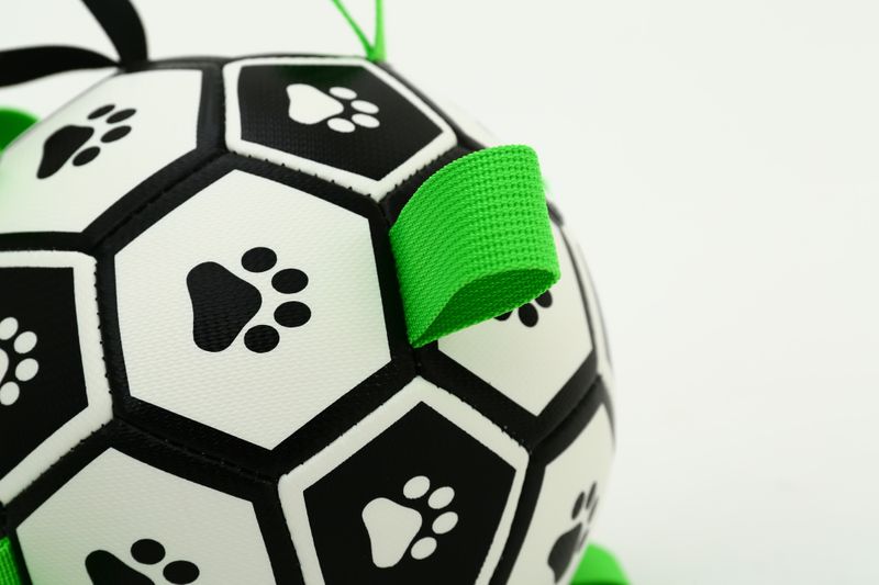 Oppblåsbar fotball til hund - solid, spretten ball for aktiv lek og trening, Ø: 15 cm