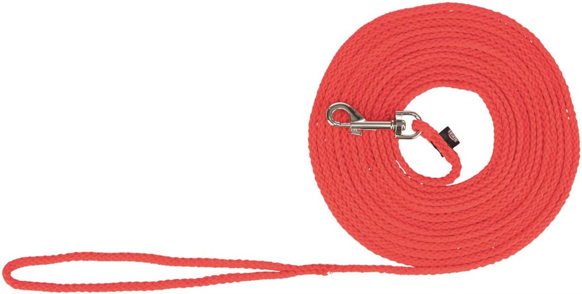 15m Rød nylon sporline / Langline til hund