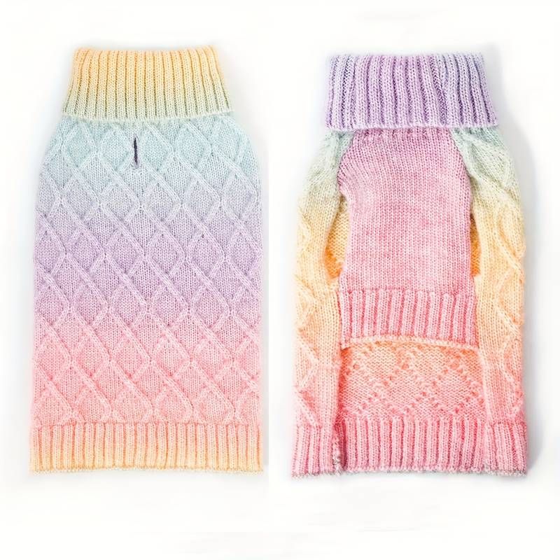 Pastell regnbue ombre strikket hundegenser 