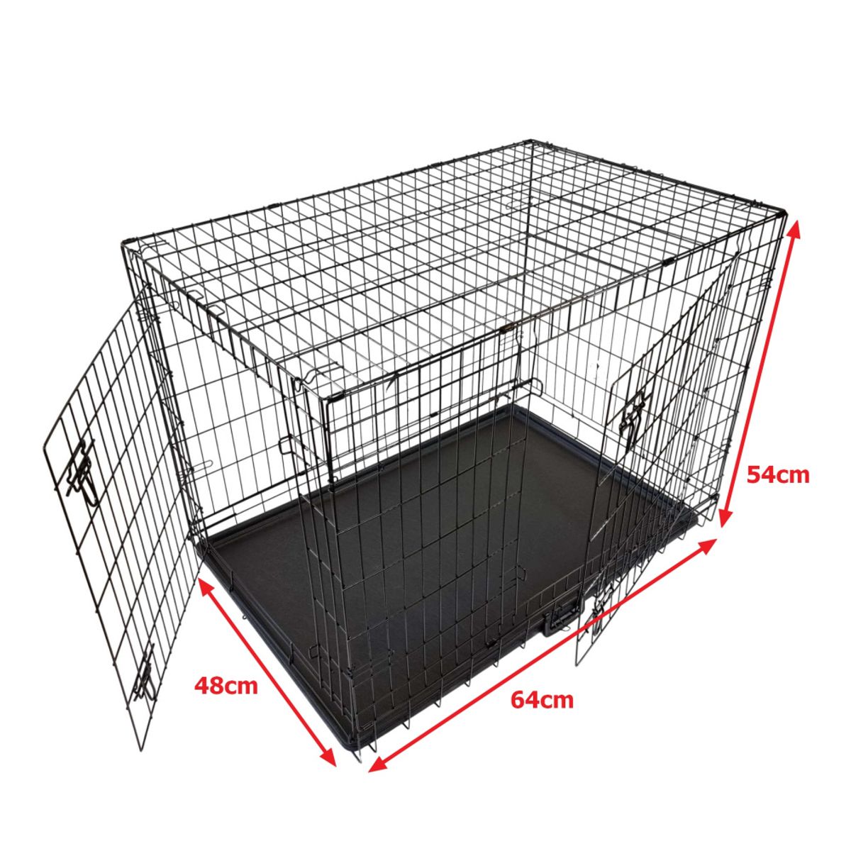 Medium sammenleggbart stålbur til hund (78x55x62cm)