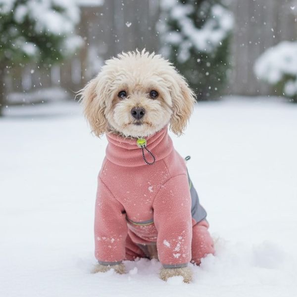 Hovedbilde Rosa fleece heldress med refleks til små og mellomstore hunder