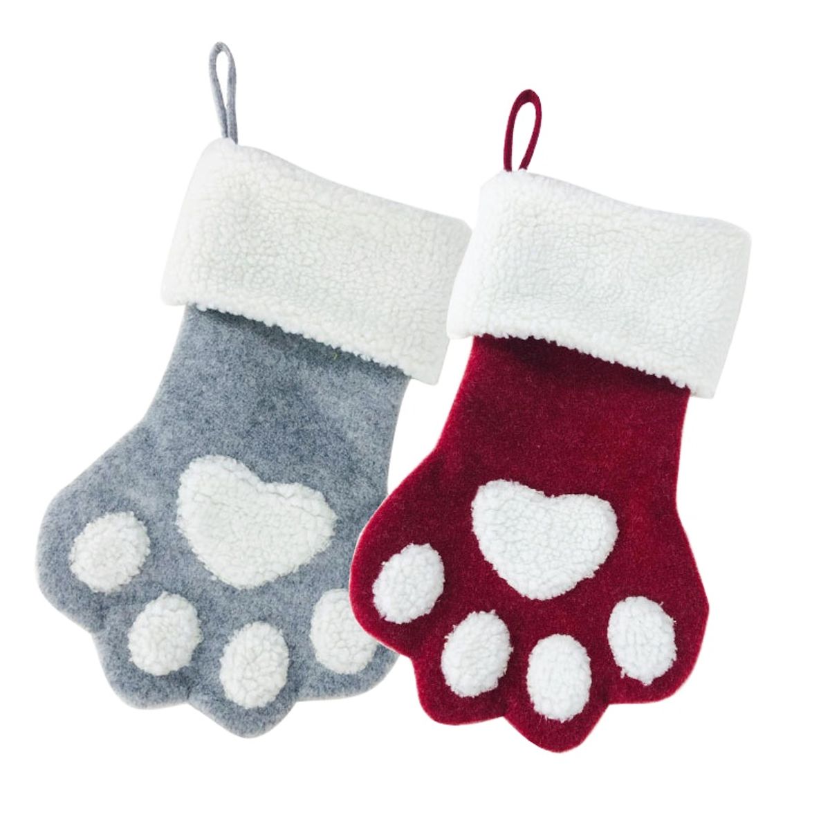 Grå julestrømpe til hund og katt - fylles med favoritter