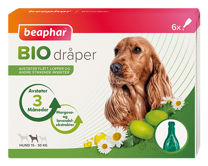 Medium: Bio Spot On flått og innsektsmiddel til Hund 15-30kg 6x1ml
