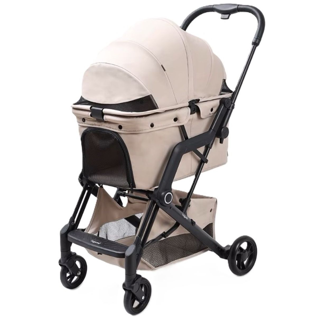 Sort kompakt sammenleggbar hundevogn